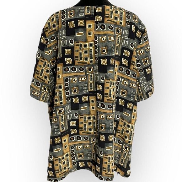 K.C. Studio Women's Multicolored Blouse Plus Size 2X Keyhole Geometric Print Top - Picture 3 of 9